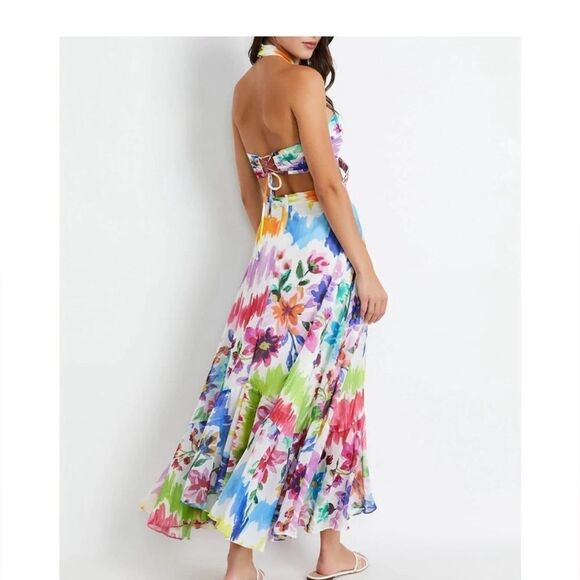 PatBo Bloom FLoral Cut Out Floral Midi Ruffle Dress | 4 - Picture 11 of 12